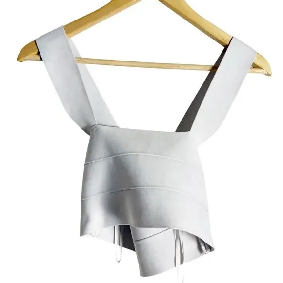 Herve by Herve Leger White Bandage Crisscross Sleeveless Crop Top Size Small - Picture 6 of 14